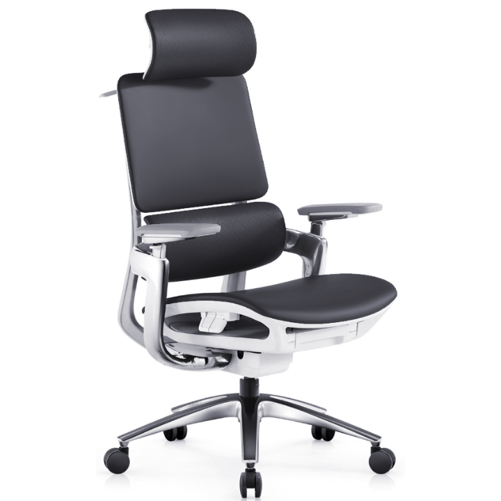 ERGO OPTIMA White-Grey Frame Leather Ergonomic Chair